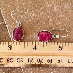 Oval Ruby Earrings Bezel Set in .925 Sterling Silver